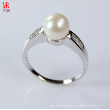 AAA Grade Natural Pearl Ring with Zircon (ER1605)